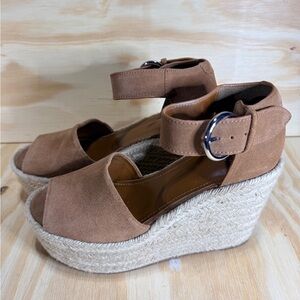 Marc Fusher LTD Suede Espadrille Wedge Sandals with Ankle Strap